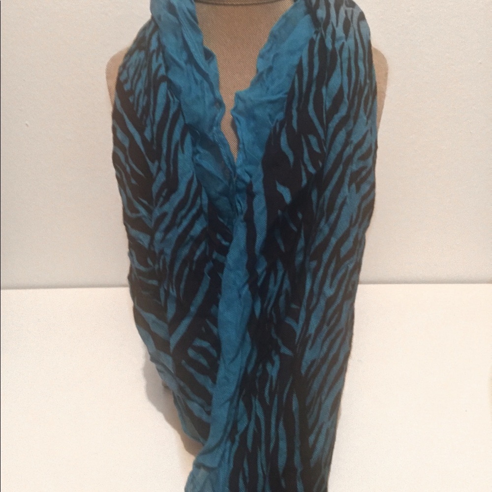 Blue and Black Zebra Print Scarf